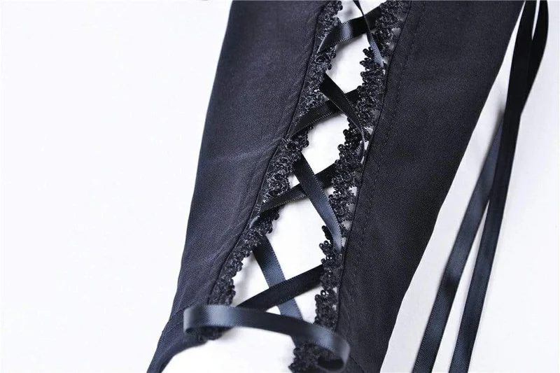 Frauen Gothic Lace-up Floral Cutout Leggings
