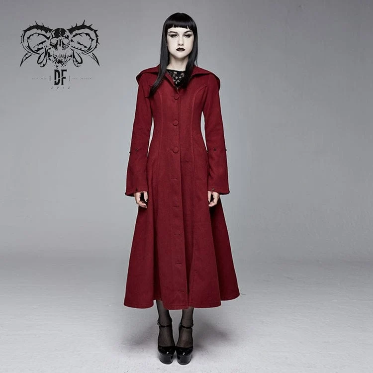 Damen Gothic Winter warme Mäntel mit abnehmbaren flauschigen Accessoires