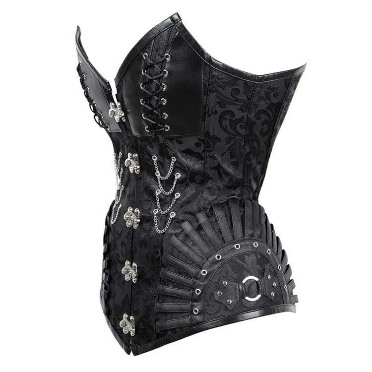 Damen-Vintage-Jacquard-Vollbrustkorsetts mit Schnürung