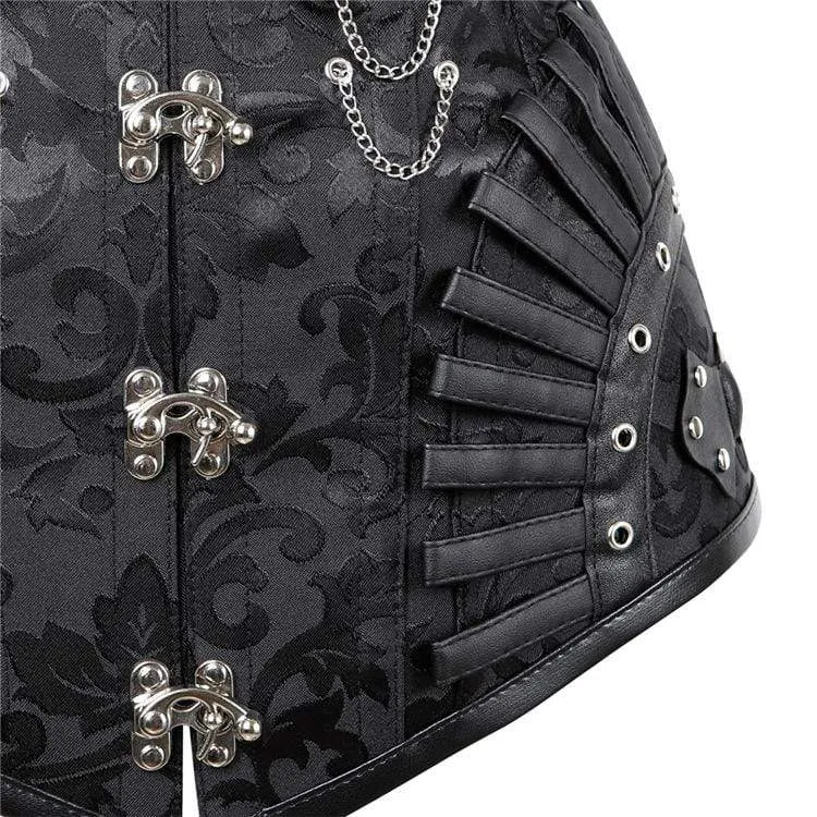 Damen-Vintage-Jacquard-Vollbrustkorsetts mit Schnürung