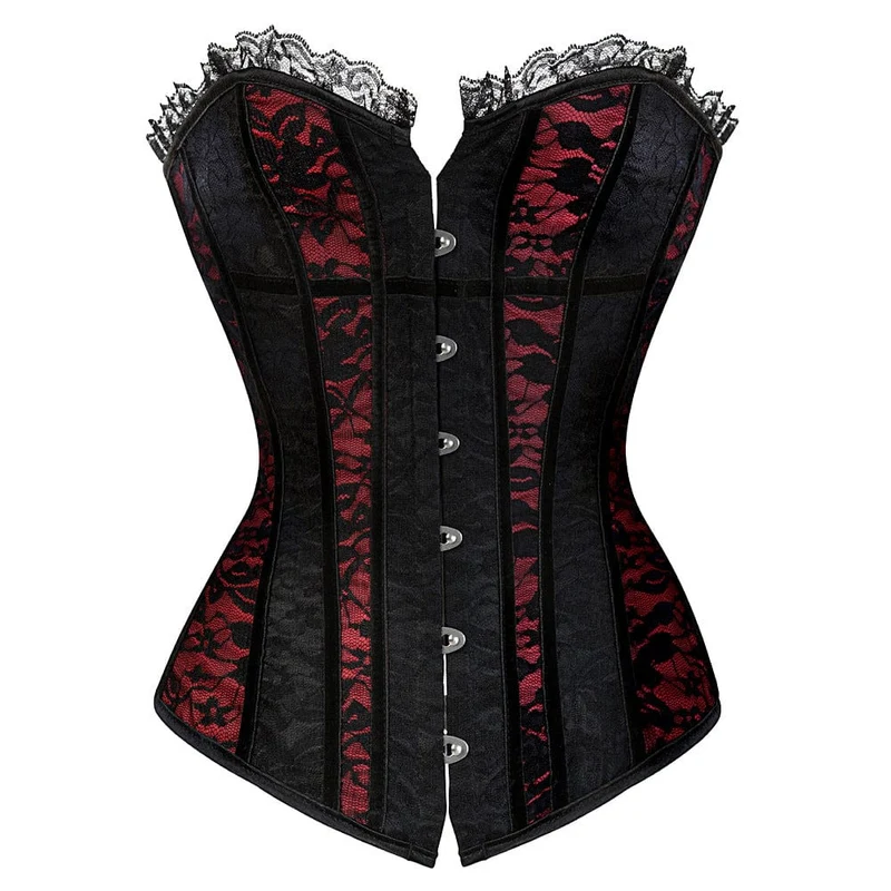 Damen Gothic Buckles Lace Vollbrust Korsetts