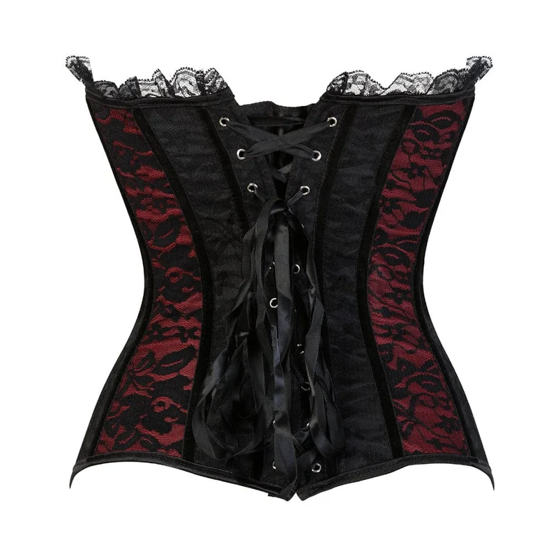 Damen Gothic Buckles Lace Vollbrust Korsetts