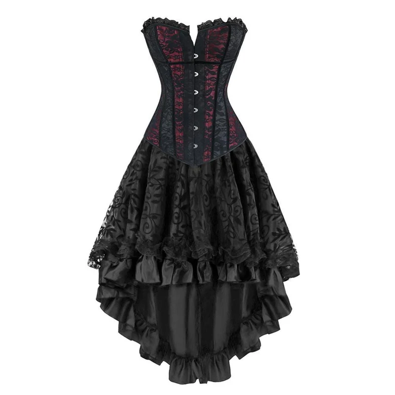 Damen Gothic Buckles Lace Vollbrust Korsetts