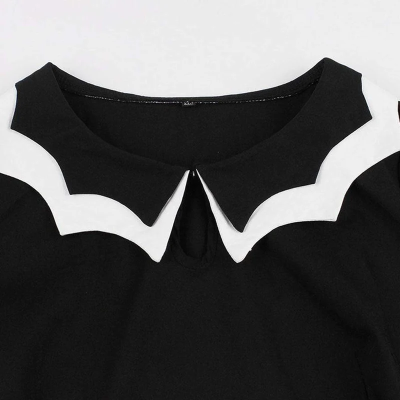 Frauen Gothic Bet Stickerei Umlegekragen Kreis Kleider