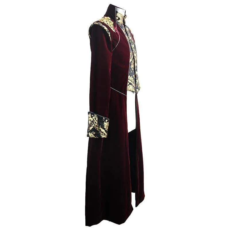 Herren Goth Jacquard Schwalbenschwanz Mantel Rot