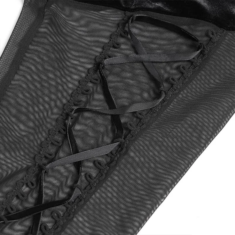 Damen Goth Floral Lace schiere Bell-Bottoms