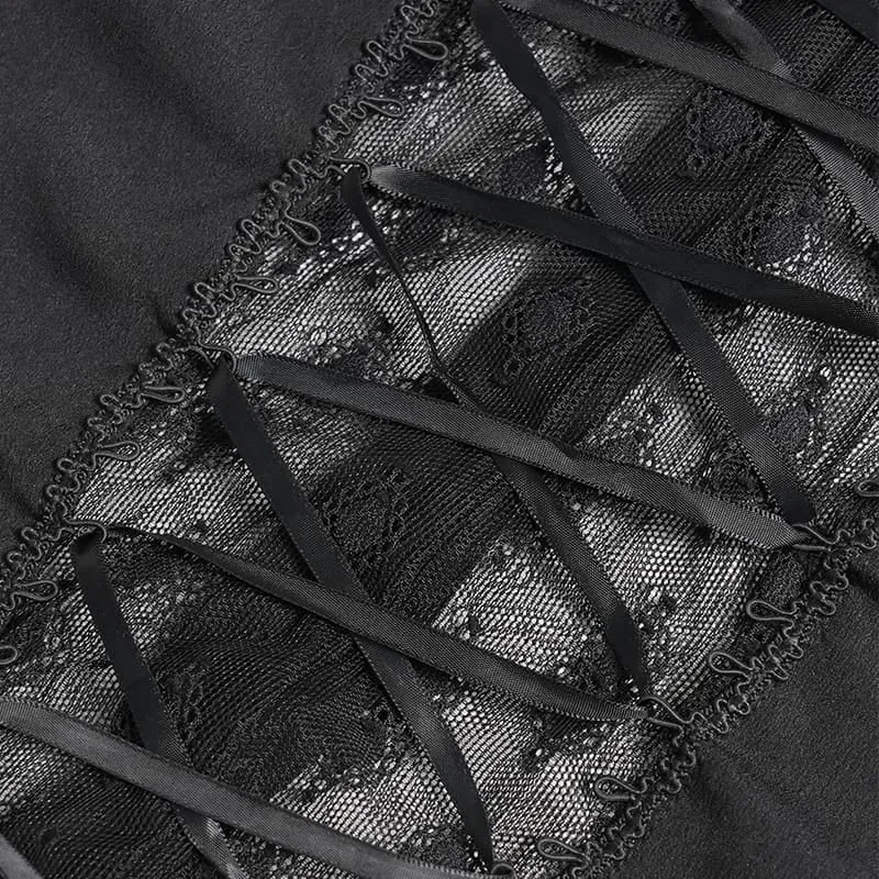 Frauen Goth Floral Lace Sheer Shirt
