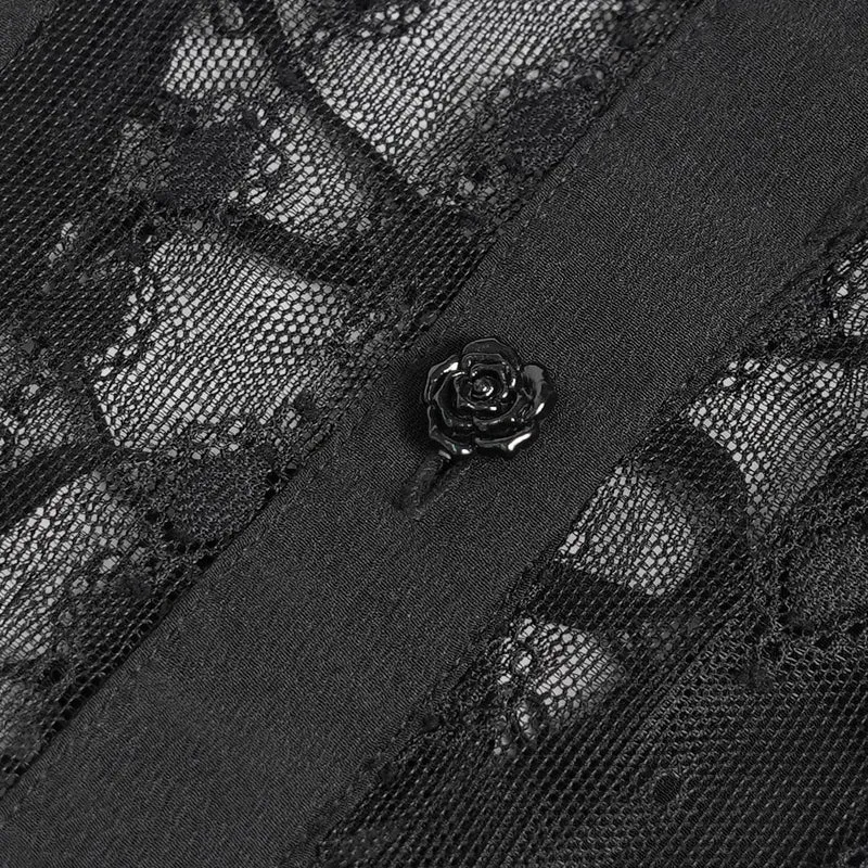 Frauen Goth Floral Lace Sheer Shirt
