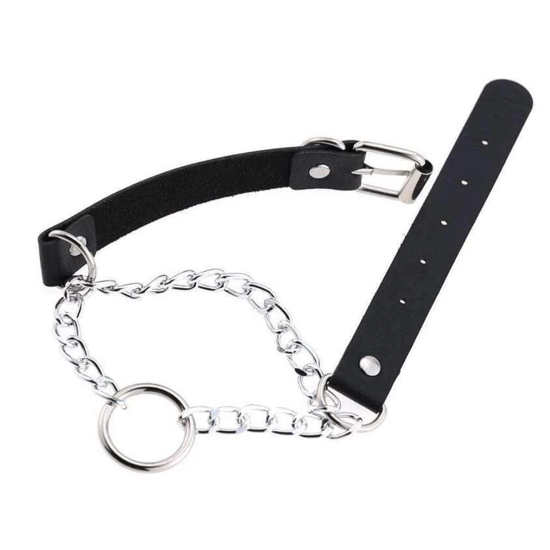 Frauen Goth O-Ring Double-Layer-Kunstleder Choker