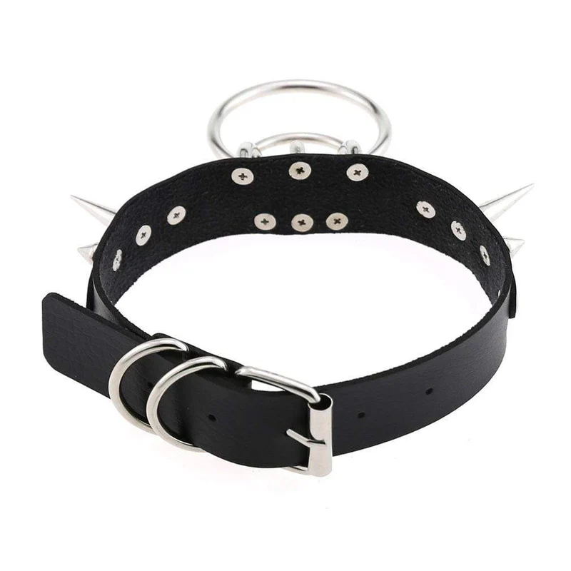 Frauen Goth O-Ring Nieten Kunstleder Choker