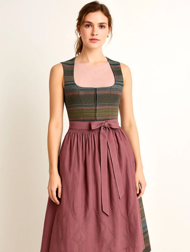 Dirndl Goldstich grün,/lila 73cm