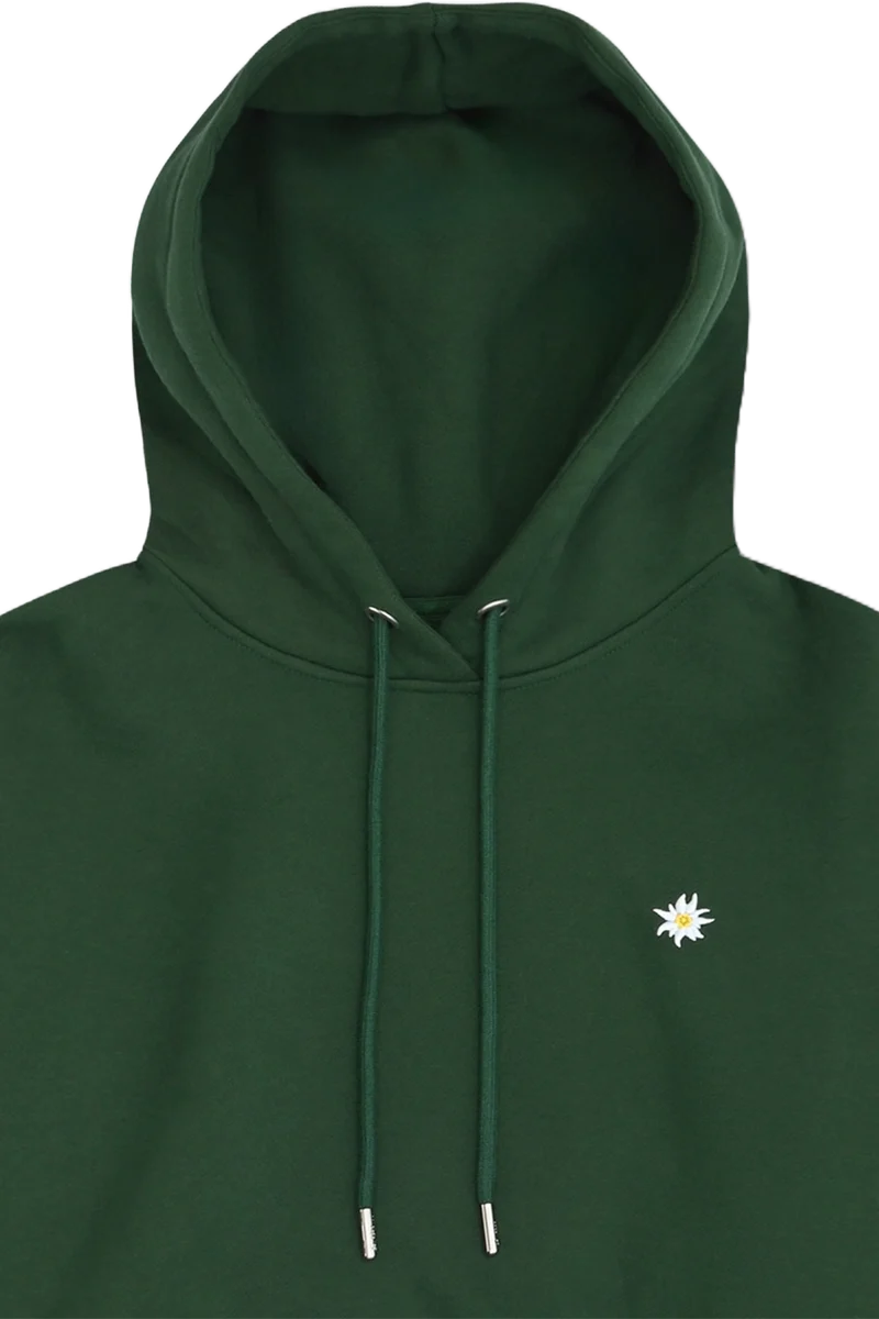 Herren Hoodie mit Edelweiß-Stickerei - dunkelgrün