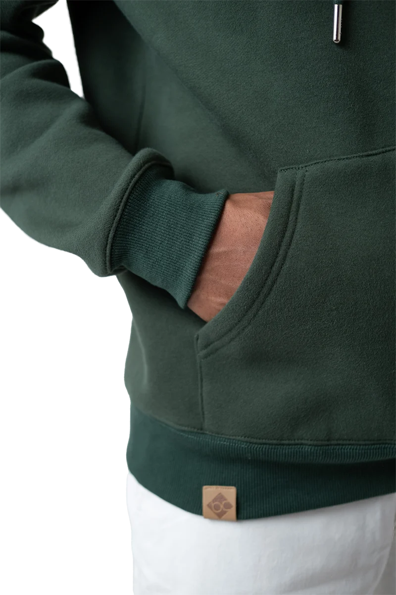 Herren Hoodie mit Edelweiß-Stickerei - dunkelgrün
