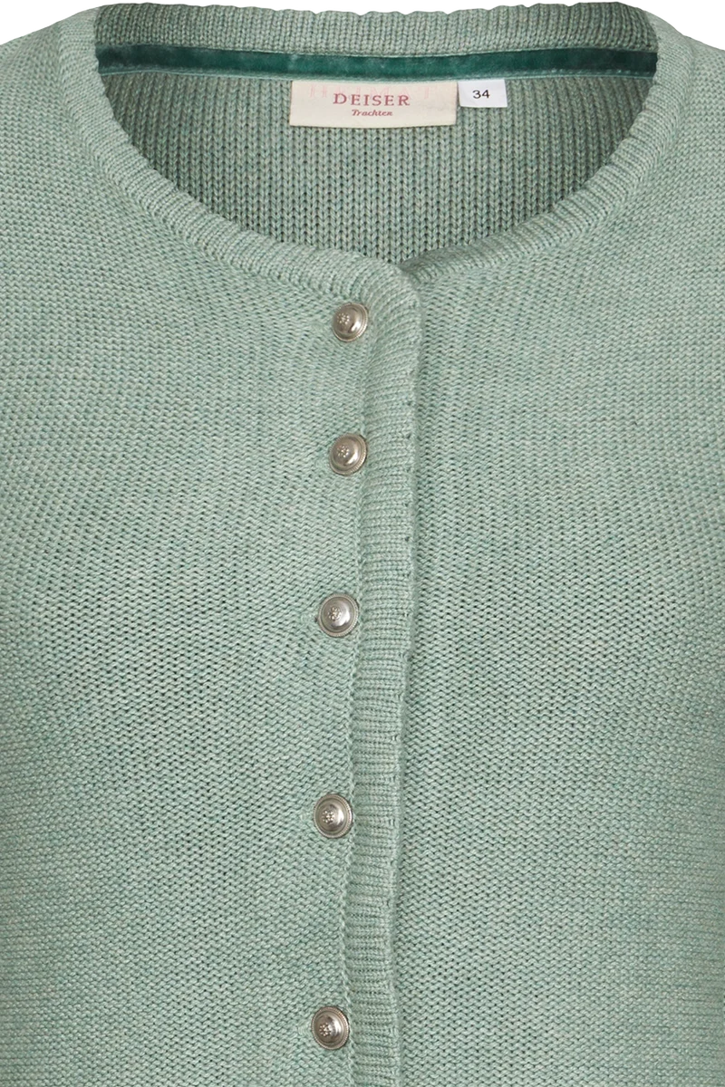Damen Dirndljacke Strickjacke tailliert - salbei