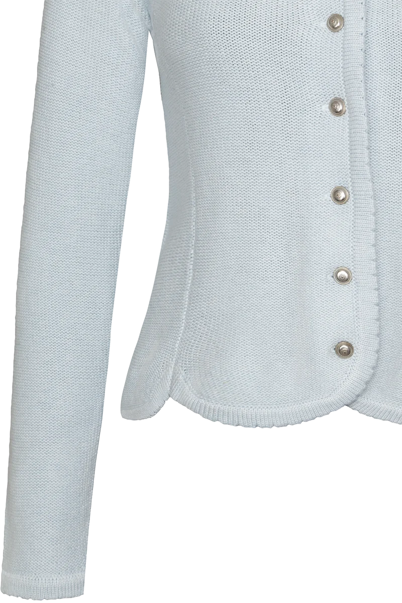 Damen Dirndljacke Strickjacke tailliert - pastell blau