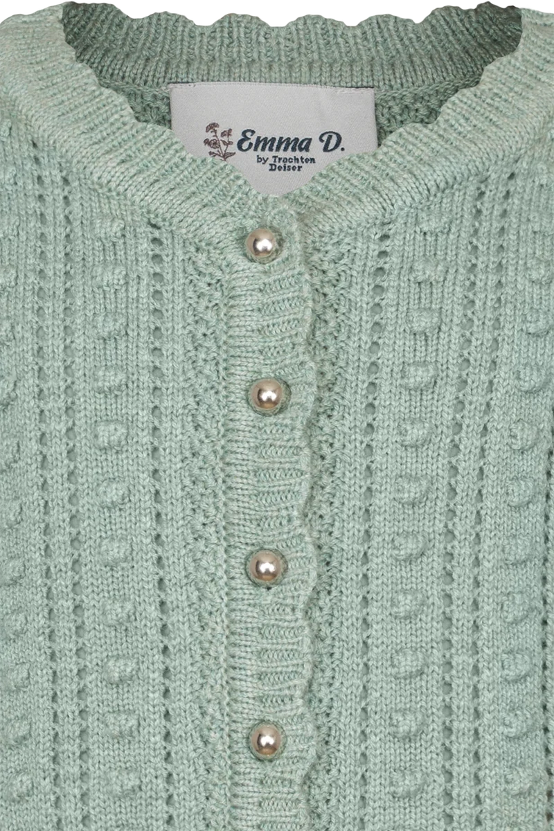 Kinder Trachten-Strickjacke mit Baumwolle - salbei