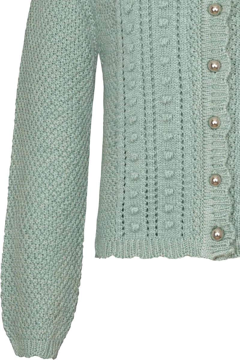 Kinder Trachten-Strickjacke mit Baumwolle - salbei