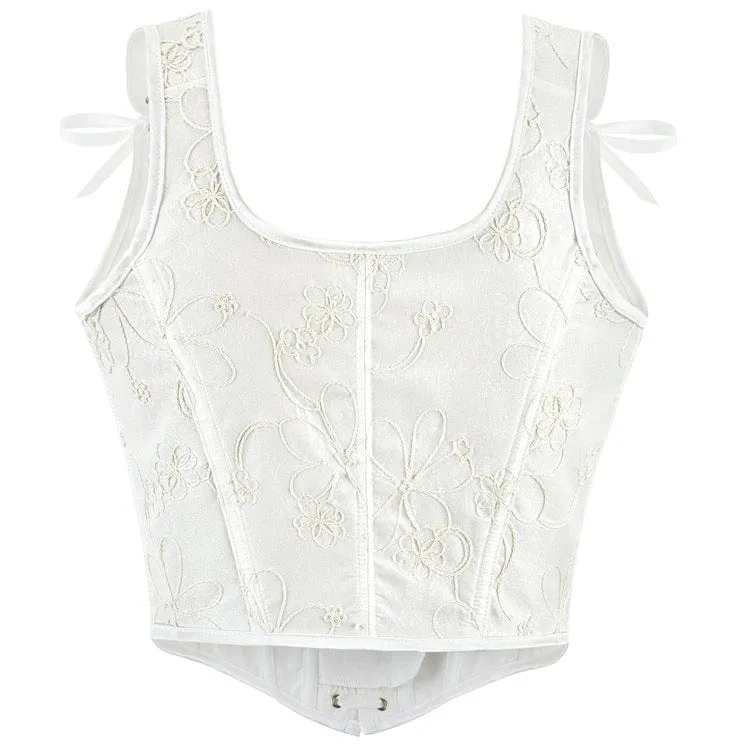 Gothic Jacquard Überbrustkorsett zum Schnüren für Damen