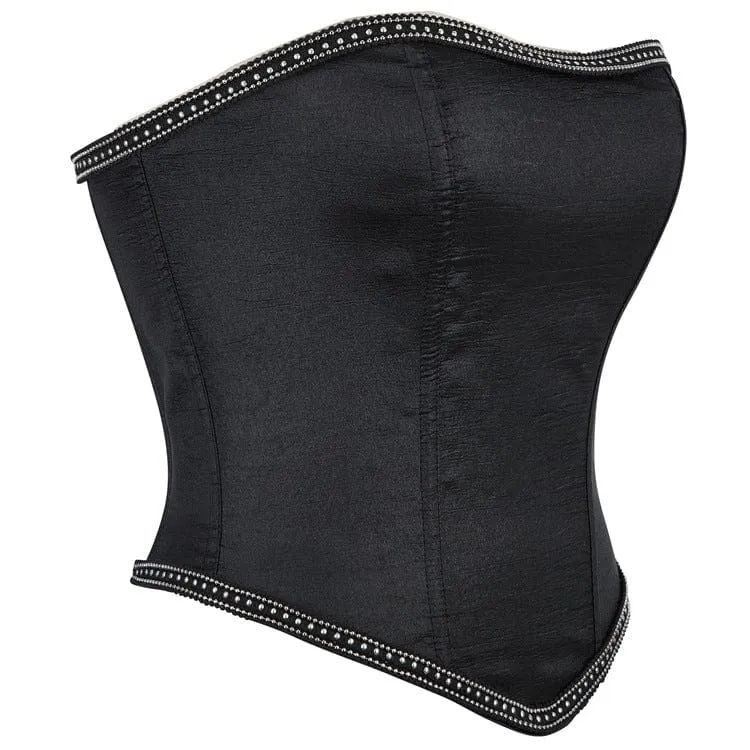 Gothic-Überbrustkorsett mit Kettenkante und Reißverschluss für Damen