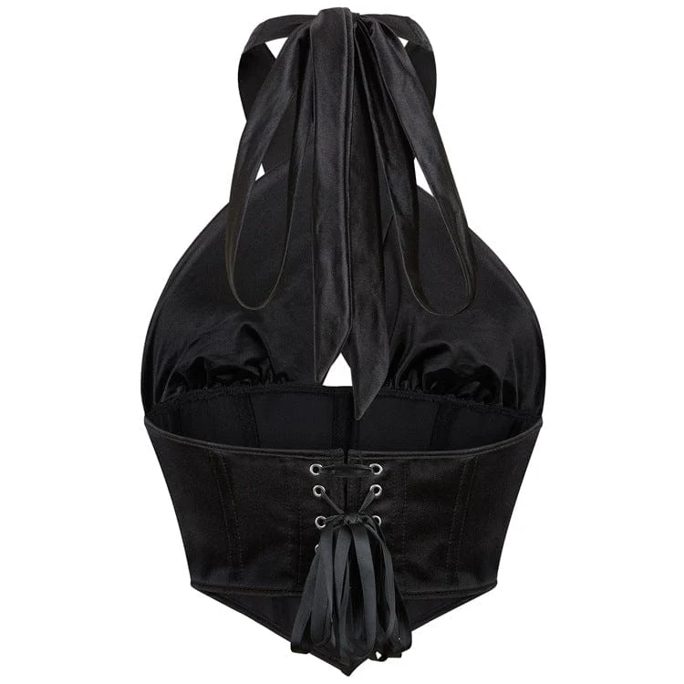 Gothic-Überbrustkorsett mit Kreuz und Neckholder für Damen
