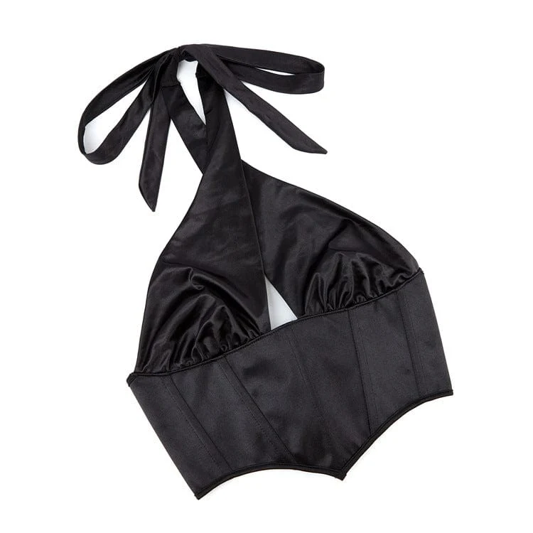 Gothic-Überbrustkorsett mit Kreuz und Neckholder für Damen