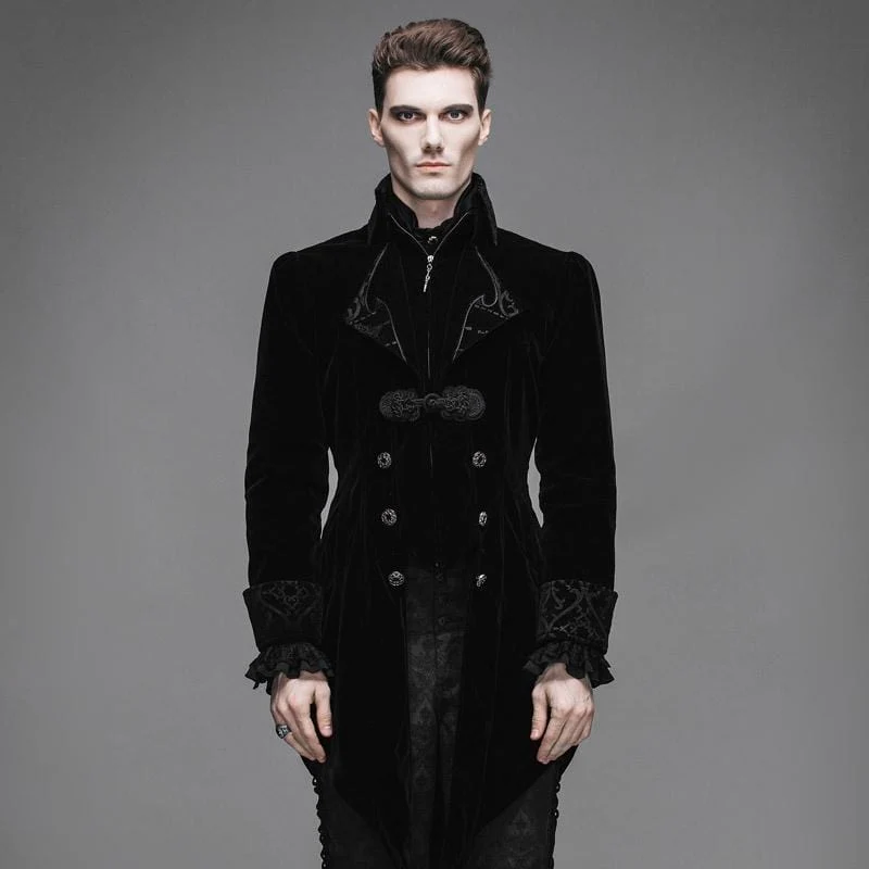 Gothic-Frack für Herren im Vintage-Stil mit Rüschenärmeln