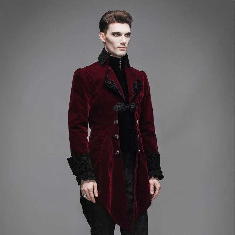 Gothic-Frack für Herren im Vintage-Stil mit Rüschenärmeln