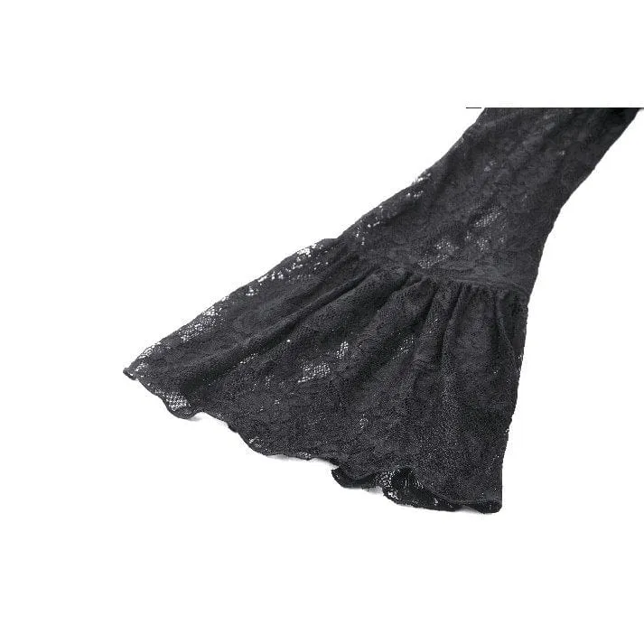 Gothic-Langarmhemd mit Schnürung aus Spitze für Damen