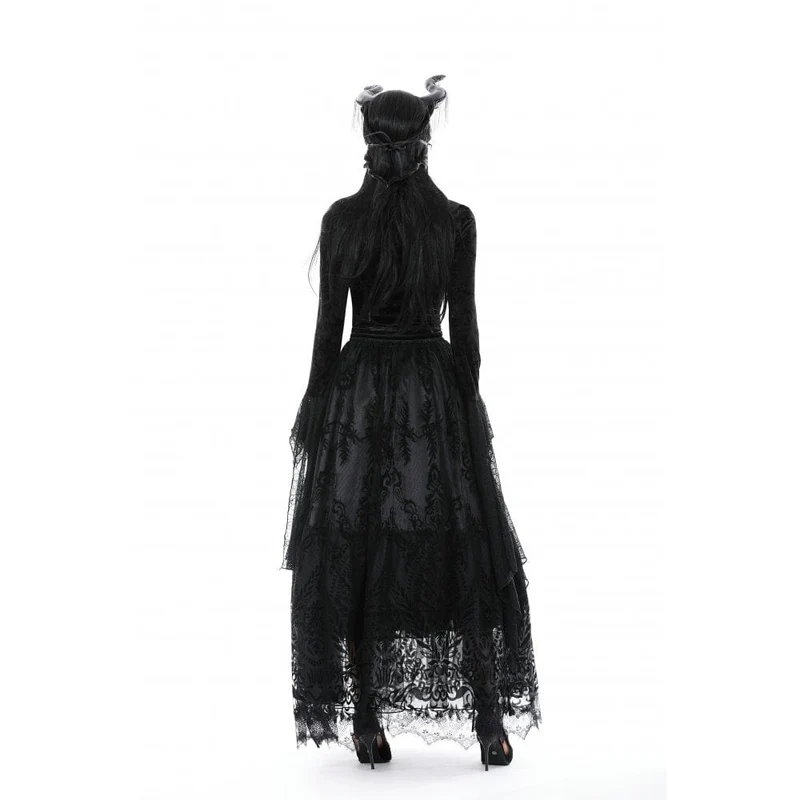 Damen-Gothic-Rock mit unregelmäßiger Beflockung und Mesh-Gewürz