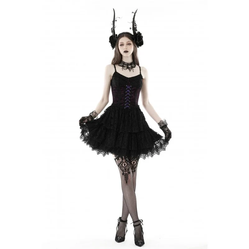 Gothic-Spitzenkleid mit Lagenlook für Damen, Abschlusskleid