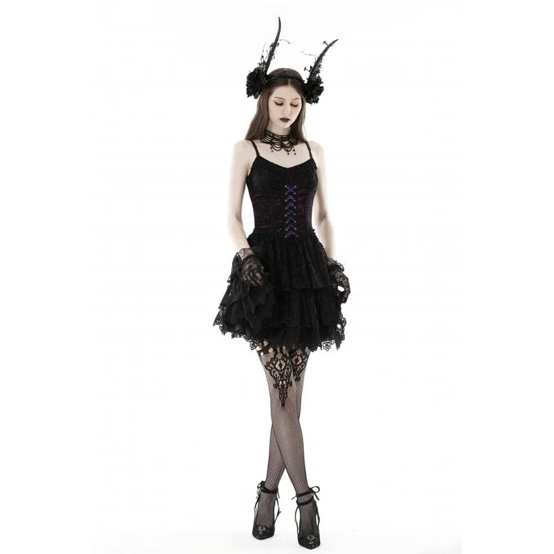 Gothic-Spitzenkleid mit Lagenlook für Damen, Abschlusskleid