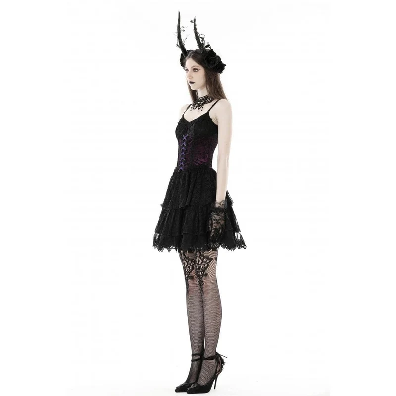 Gothic-Spitzenkleid mit Lagenlook für Damen, Abschlusskleid