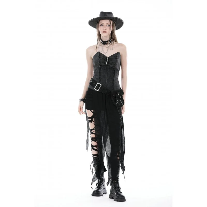 Damen-Punk-Gürtel aus Kunstleder mit Nieten und Tasche