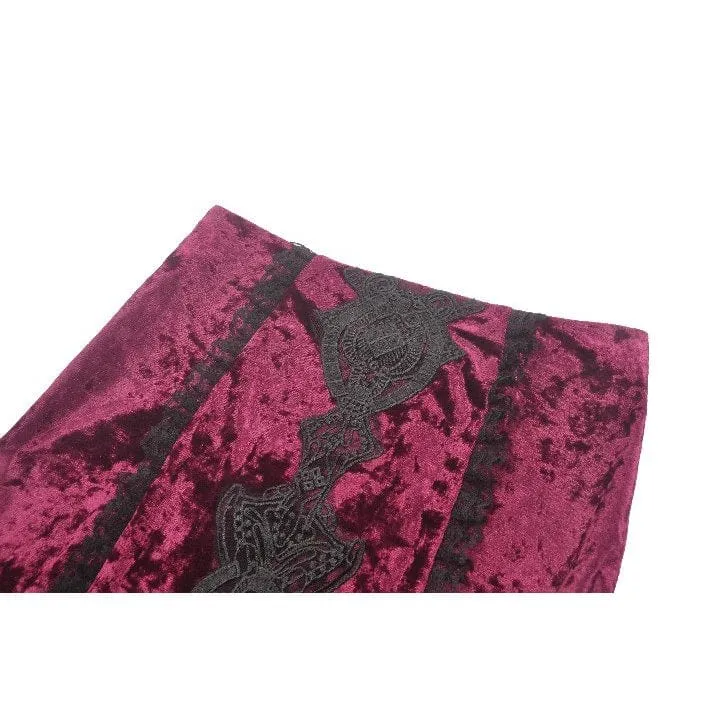 Gothic Maxirock mit Blumenstickerei und hoher/niedriger Spitze für Damen