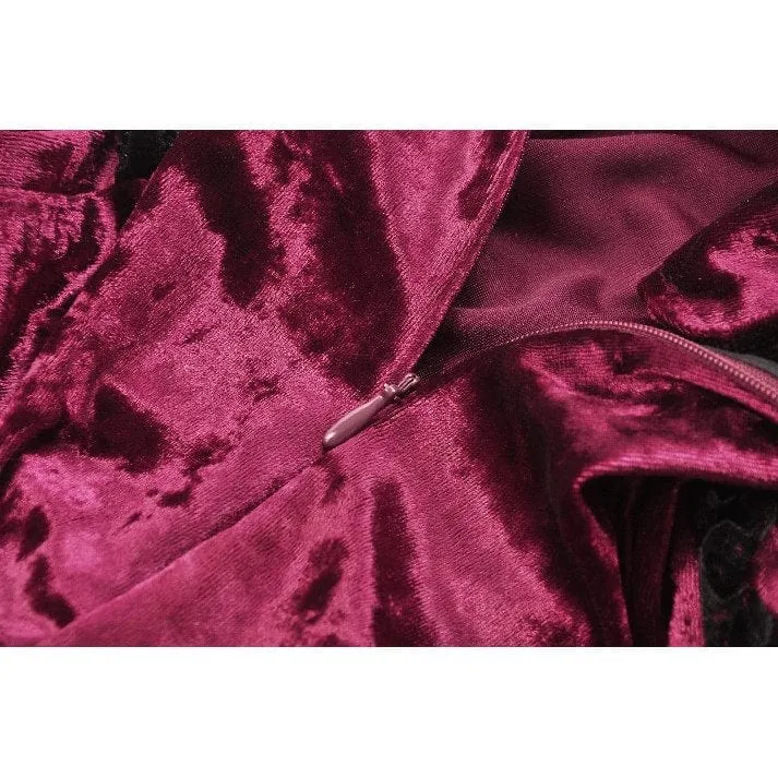Gothic Maxirock mit Blumenstickerei und hoher/niedriger Spitze für Damen