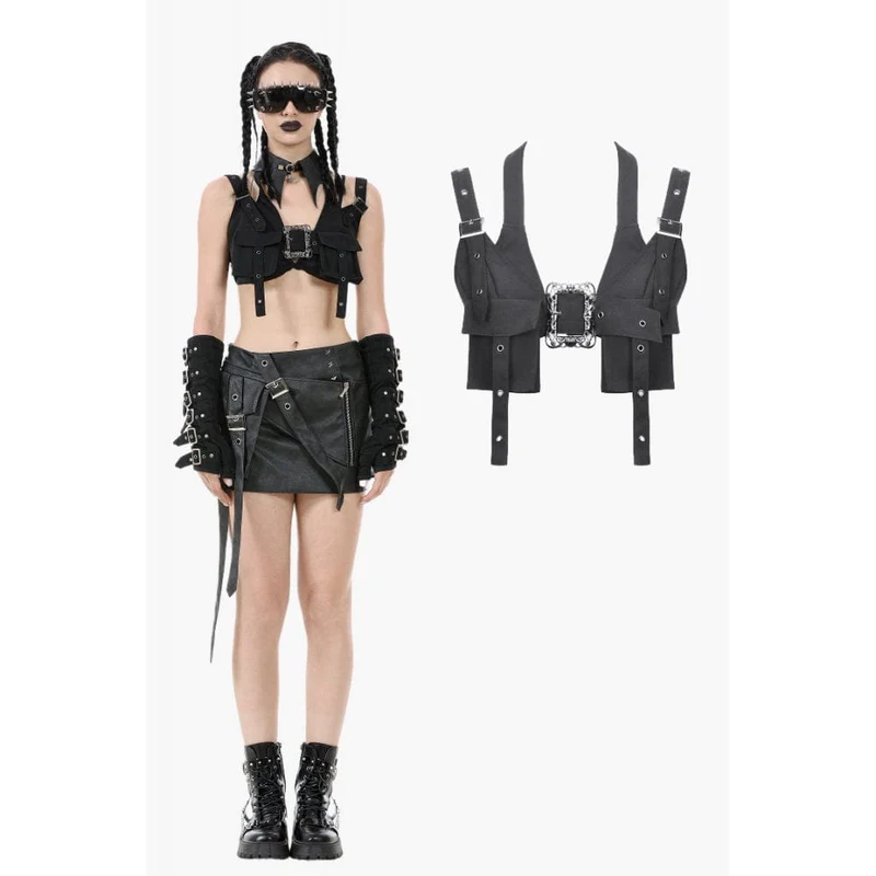 Damen-Utility-Weste mit Punk-Schnalle