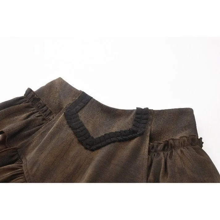 Steampunk-Frack-Pumphose für Damen mit Ankerknöpfen und Rüschenbesatz