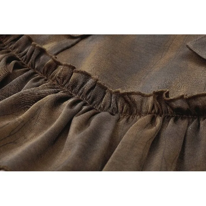 Steampunk-Frack-Pumphose für Damen mit Ankerknöpfen und Rüschenbesatz
