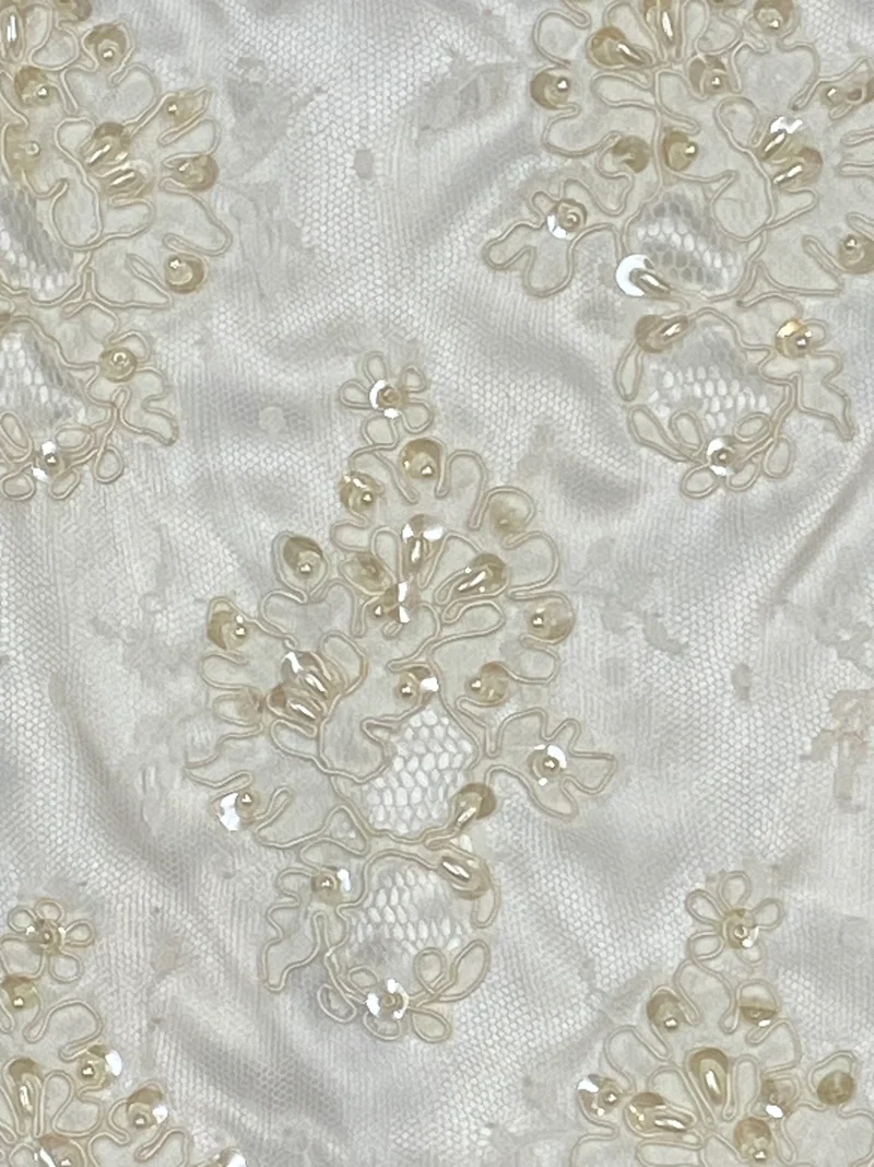Vintage Standesamtkleid ivory Spitze Perlen White Fashion Gr. 38