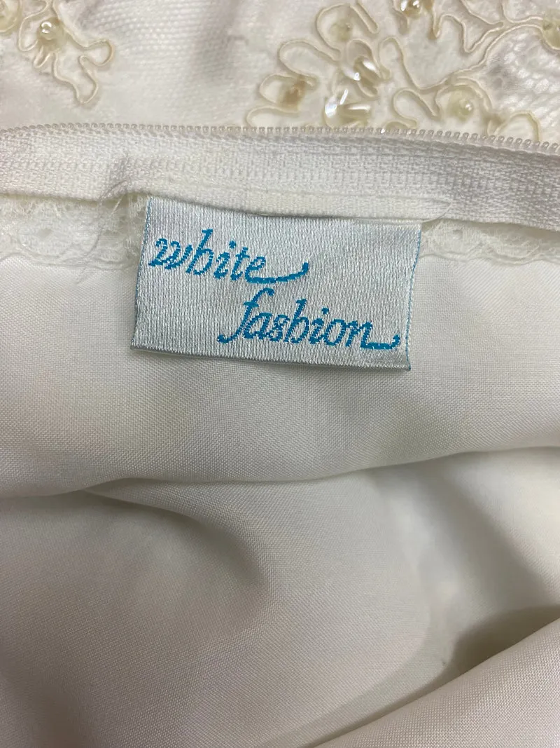 Vintage Standesamtkleid ivory Spitze Perlen White Fashion Gr. 38