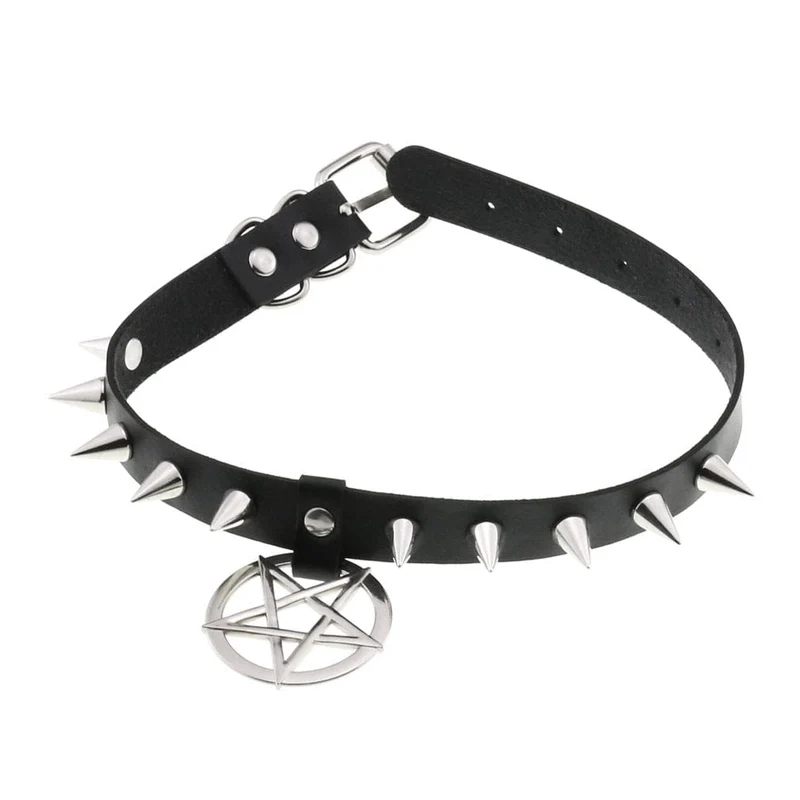 Punk-Halsband mit Sternbesatz für Damen