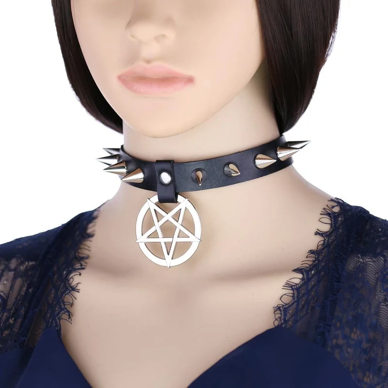 Punk-Halsband mit Sternbesatz für Damen