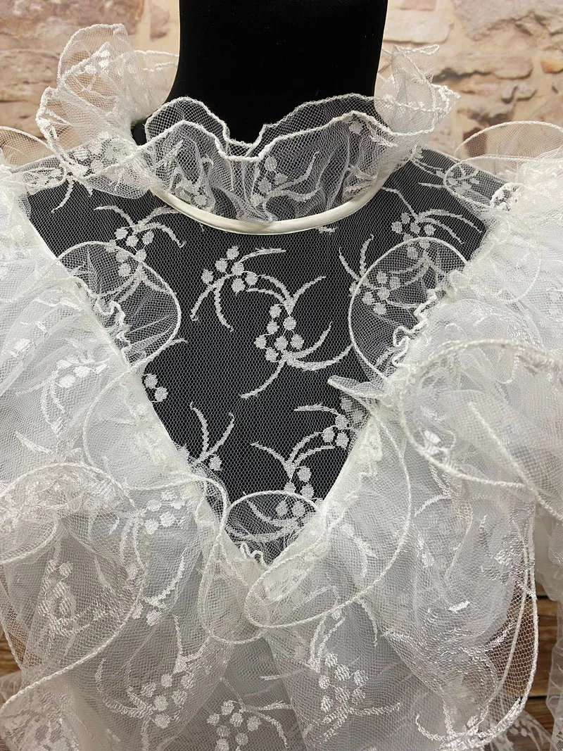 Vintage Brautkleid aus Spitze & Satin – Gr. 36 mit Schleppe
