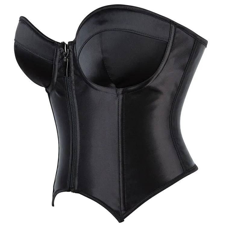 Gothic-Überbrustkorsett mit Fledermaussaum und Reißverschluss für Damen