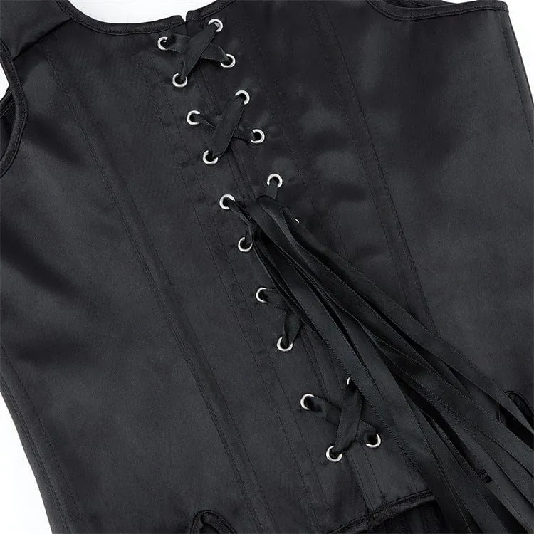 Gothic-Überbrustkorsett mit unregelmäßiger Schnürung für Damen