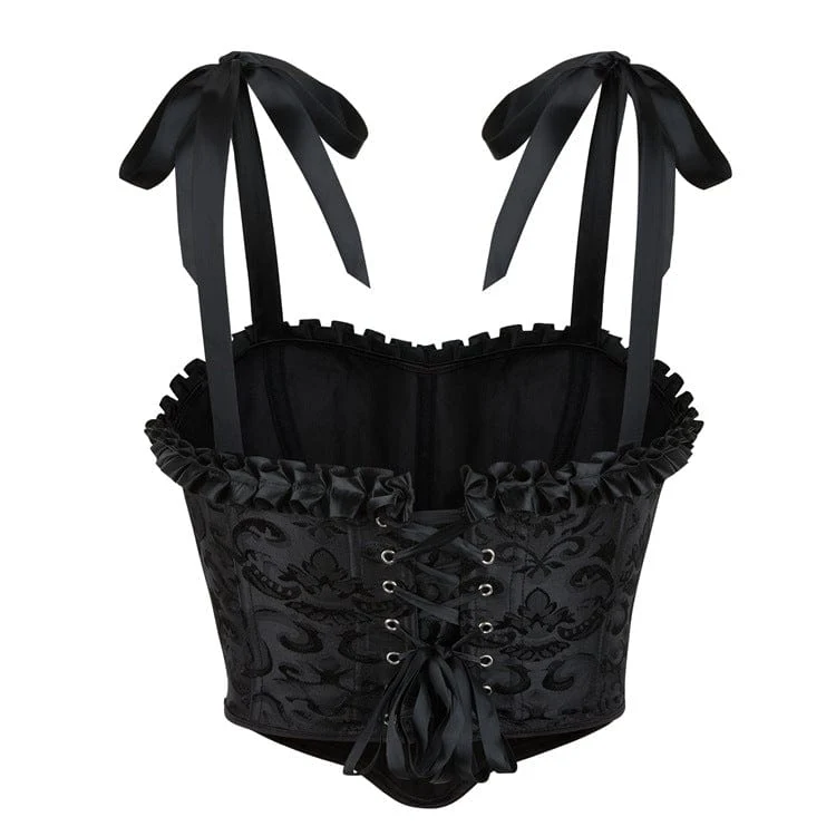 Gothic-Überbrustkorsett mit Rüschensaum und Schnürung für Damen