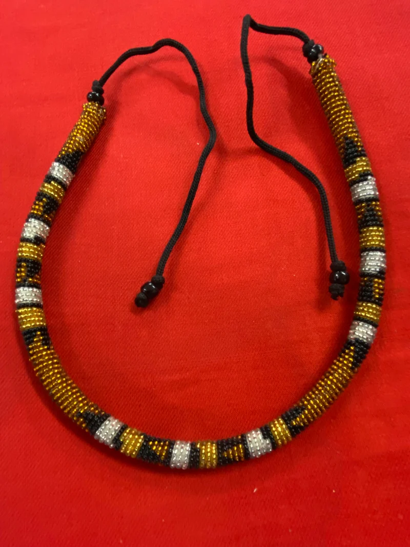 Vintage Perlen-Halskette – Gold Schwarz Silber – handgefertigt