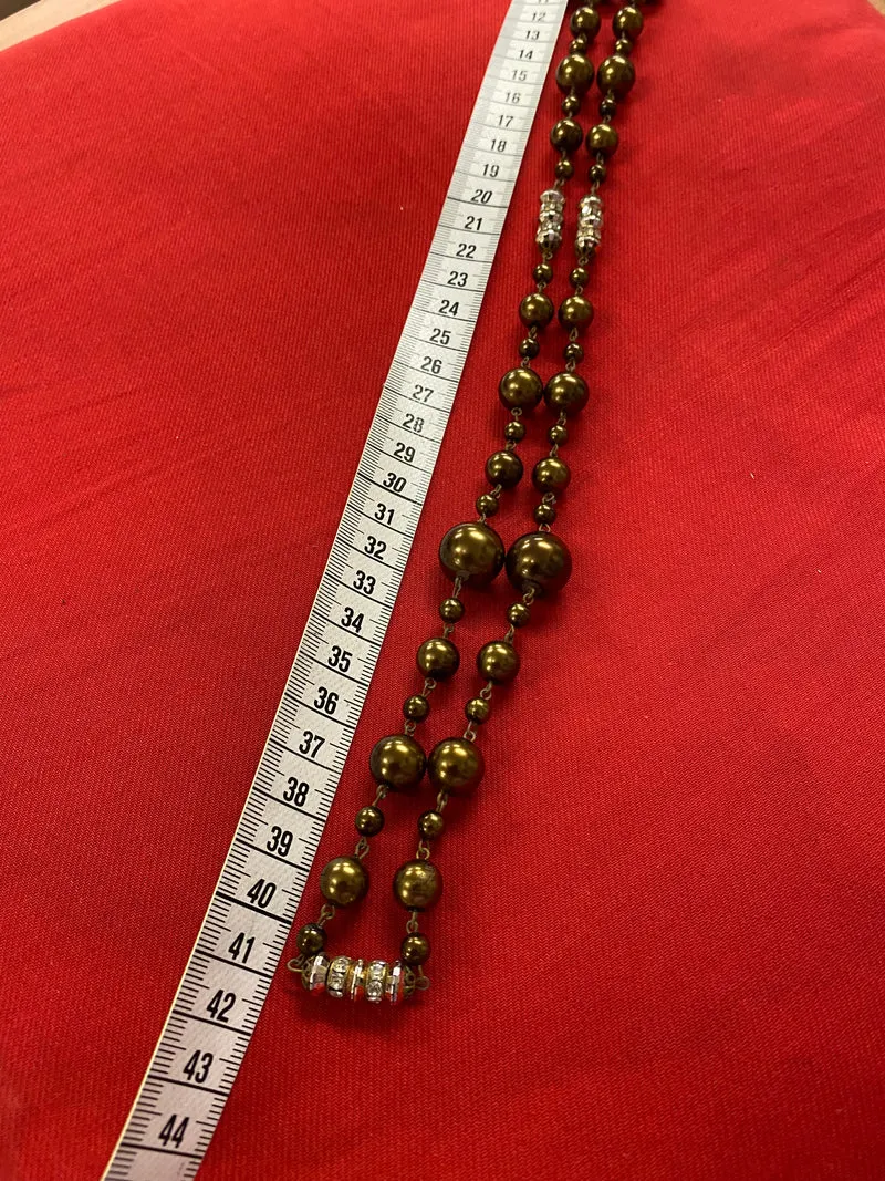 Vintage Perlenkette bronze mit Strasssteinen