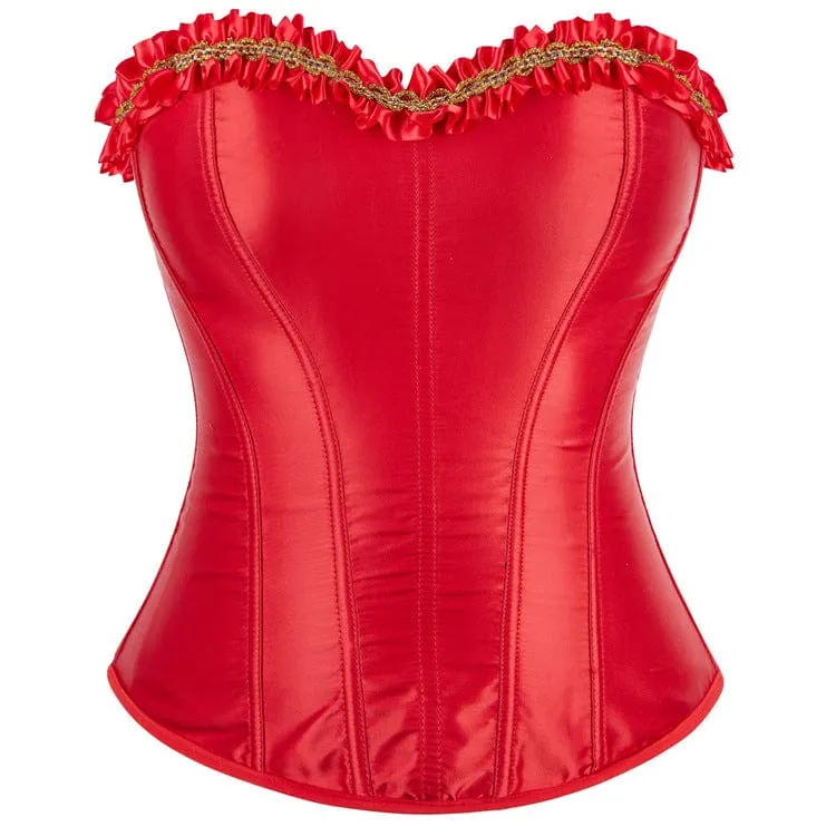 Gothic-Überbrustkorsett mit Rüschensaum und Armbinde für Damen