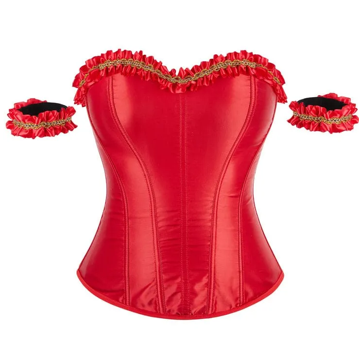 Gothic-Überbrustkorsett mit Rüschensaum und Armbinde für Damen